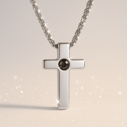 Custom Photo Projection Divine Cross Pendant Necklace - Hidden Forever