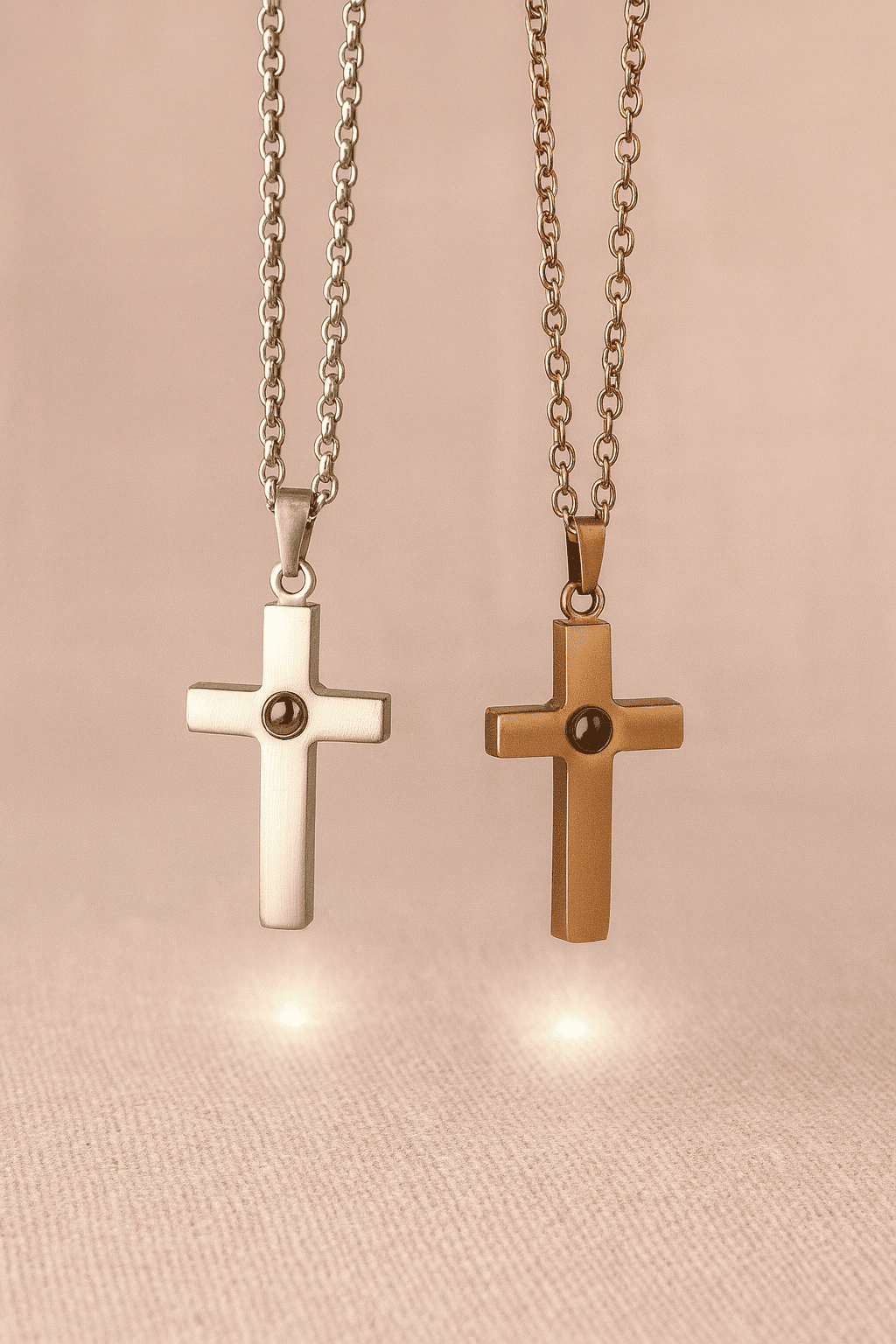 Custom Photo Projection Divine Cross Pendant Necklace - Hidden Forever