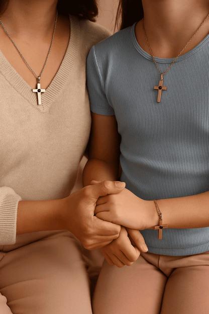 Custom Photo Projection Divine Cross Pendant Necklace - Hidden Forever