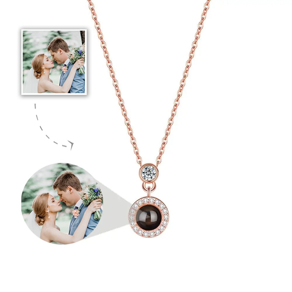 Custom Photo Projection Elegant Pendant Necklace - Hidden Forever