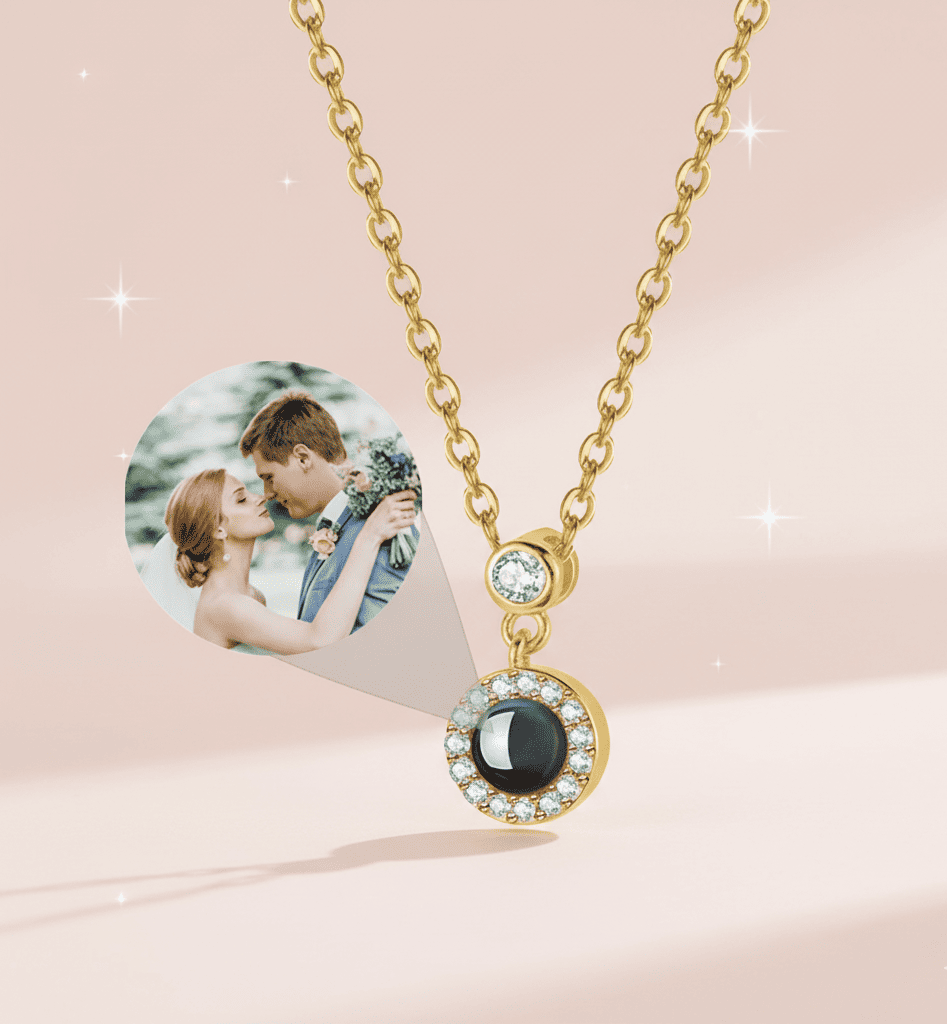Custom Photo Projection Elegant Pendant Necklace - Hidden Forever