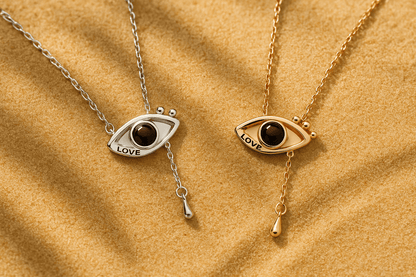 Custom Photo Projection Evil Eye Pendant Necklace - Hidden Forever