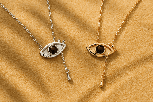 Custom Photo Projection Evil Eye Pendant Necklace - Hidden Forever