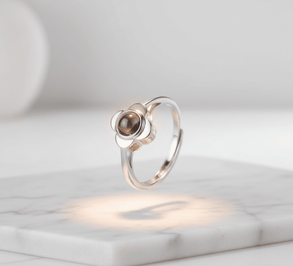 Custom Photo Projection Four Petals Flower Ring - Hidden Forever