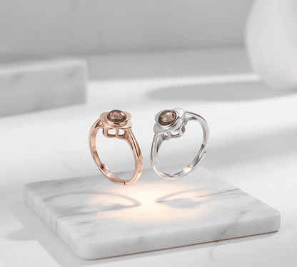 Custom Photo Projection Four Petals Flower Ring - Hidden Forever