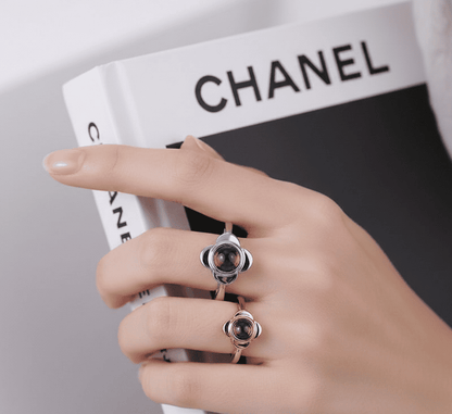 Custom Photo Projection Four Petals Flower Ring - Hidden Forever