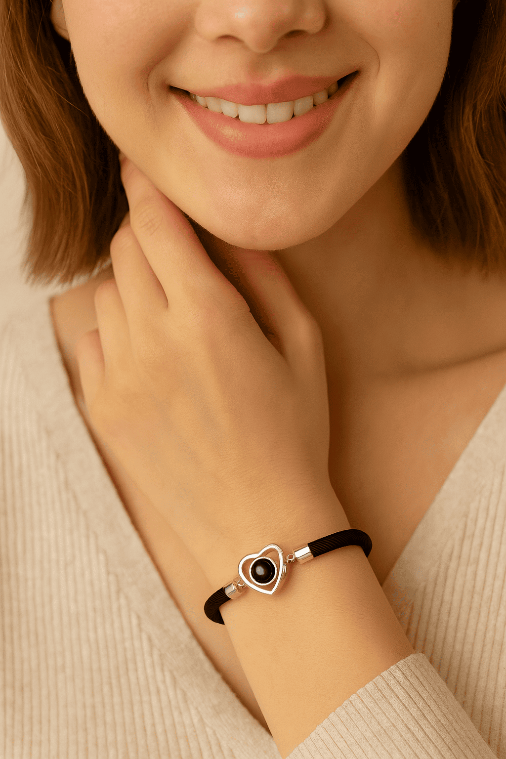 Custom Photo Projection Heart Bracelet - Hidden Forever