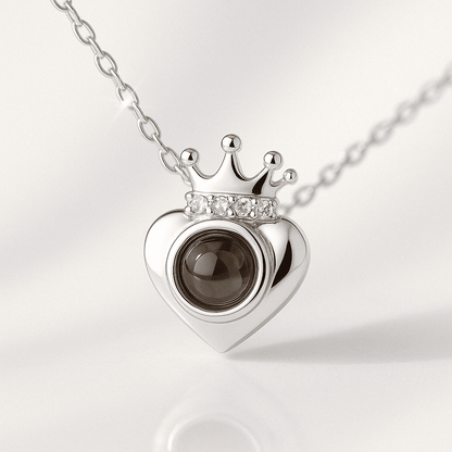Custom Photo Projection Heart Crown Necklace - Hidden Forever