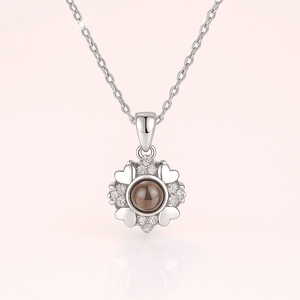 Custom Photo Projection Heart Flower Necklace - Hidden Forever