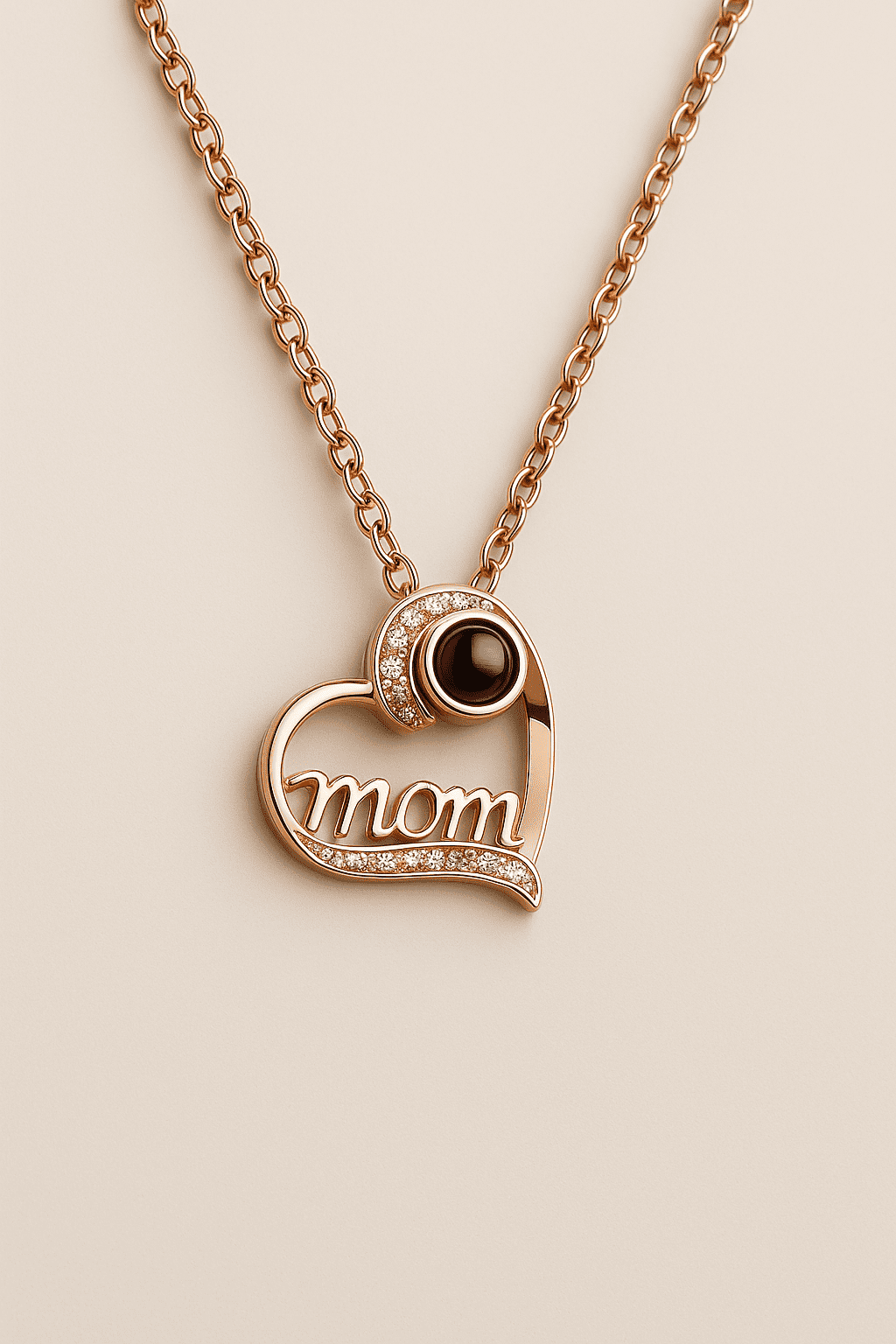 Custom Photo Projection Heart Mom Pendant Necklace - Hidden Forever