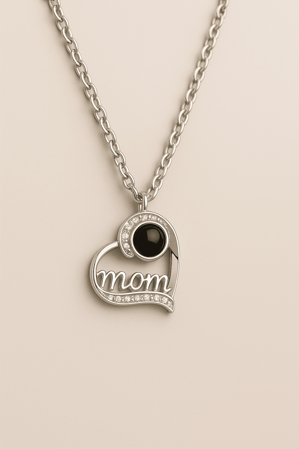 Custom Photo Projection Heart Mom Pendant Necklace - Hidden Forever