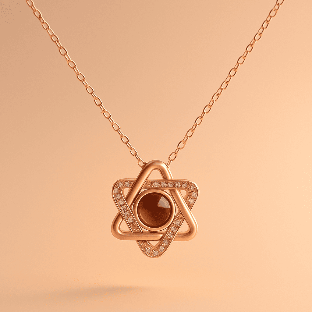 Custom Photo Projection Hexagon Pendant Necklace - Hidden Forever