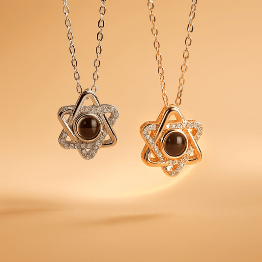 Custom Photo Projection Hexagon Pendant Necklace - Hidden Forever