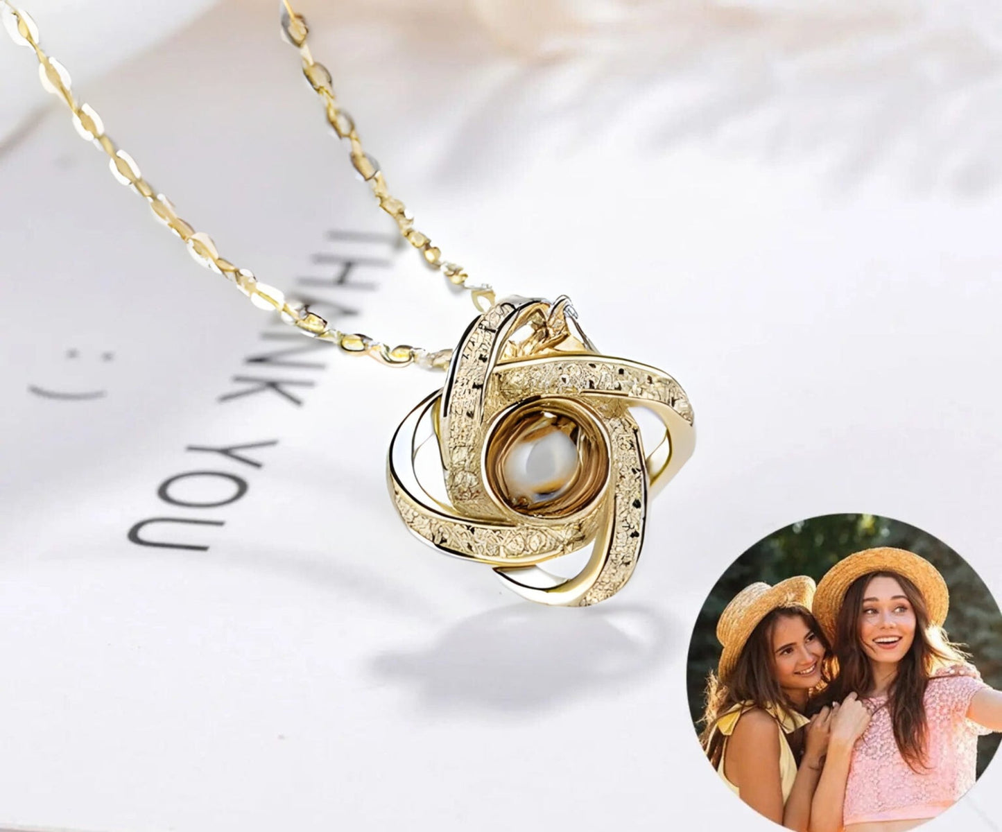 Custom Photo Projection Interlocked Pendant Necklace - Hidden Forever