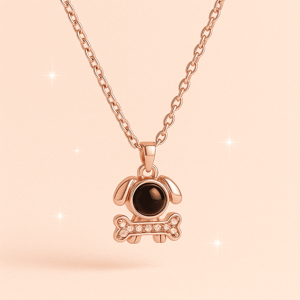 Custom Photo Projection Lovely Dog Bone Necklace - Hidden Forever