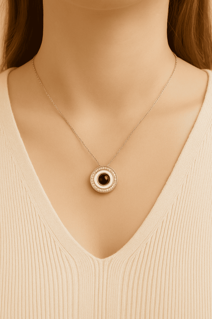 Custom Photo Projection Medallion Pendant Necklace - Hidden Forever