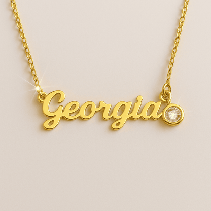 Custom Photo Projection Name with Zircon Gem Necklace - Hidden Forever