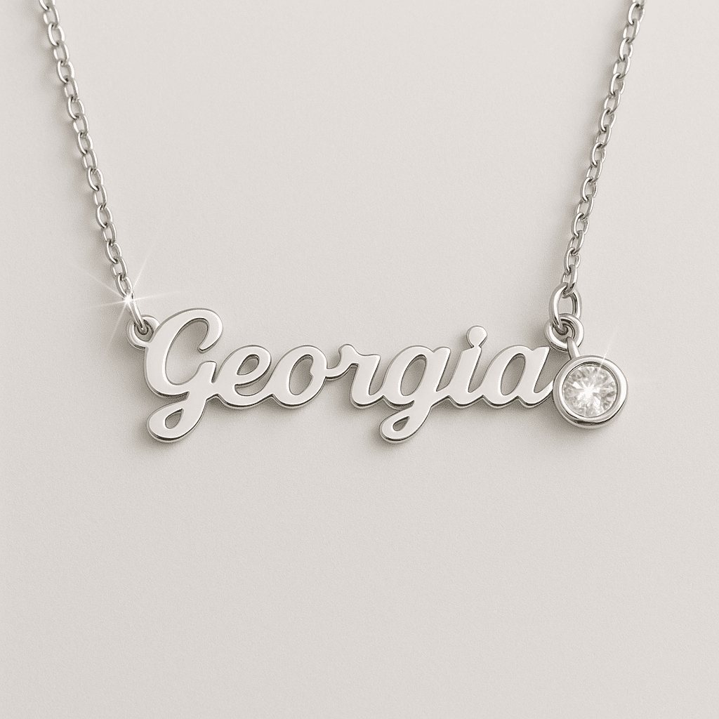 Custom Photo Projection Name with Zircon Gem Necklace - Hidden Forever