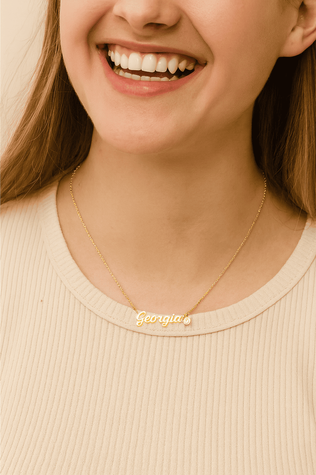 Custom Photo Projection Name with Zircon Gem Necklace - Hidden Forever