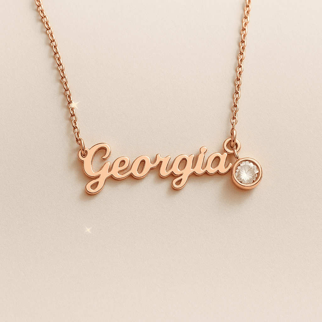 Custom Photo Projection Name with Zircon Gem Necklace - Hidden Forever