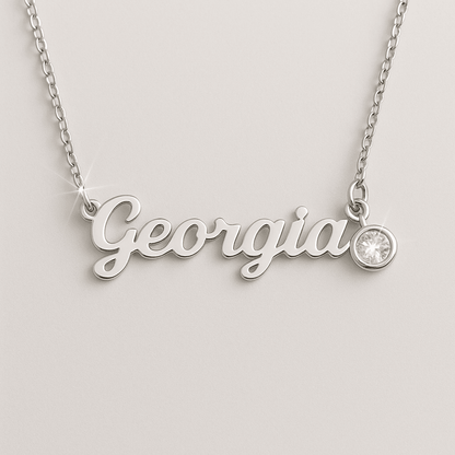 Custom Photo Projection Name with Zircon Gem Necklace - Hidden Forever