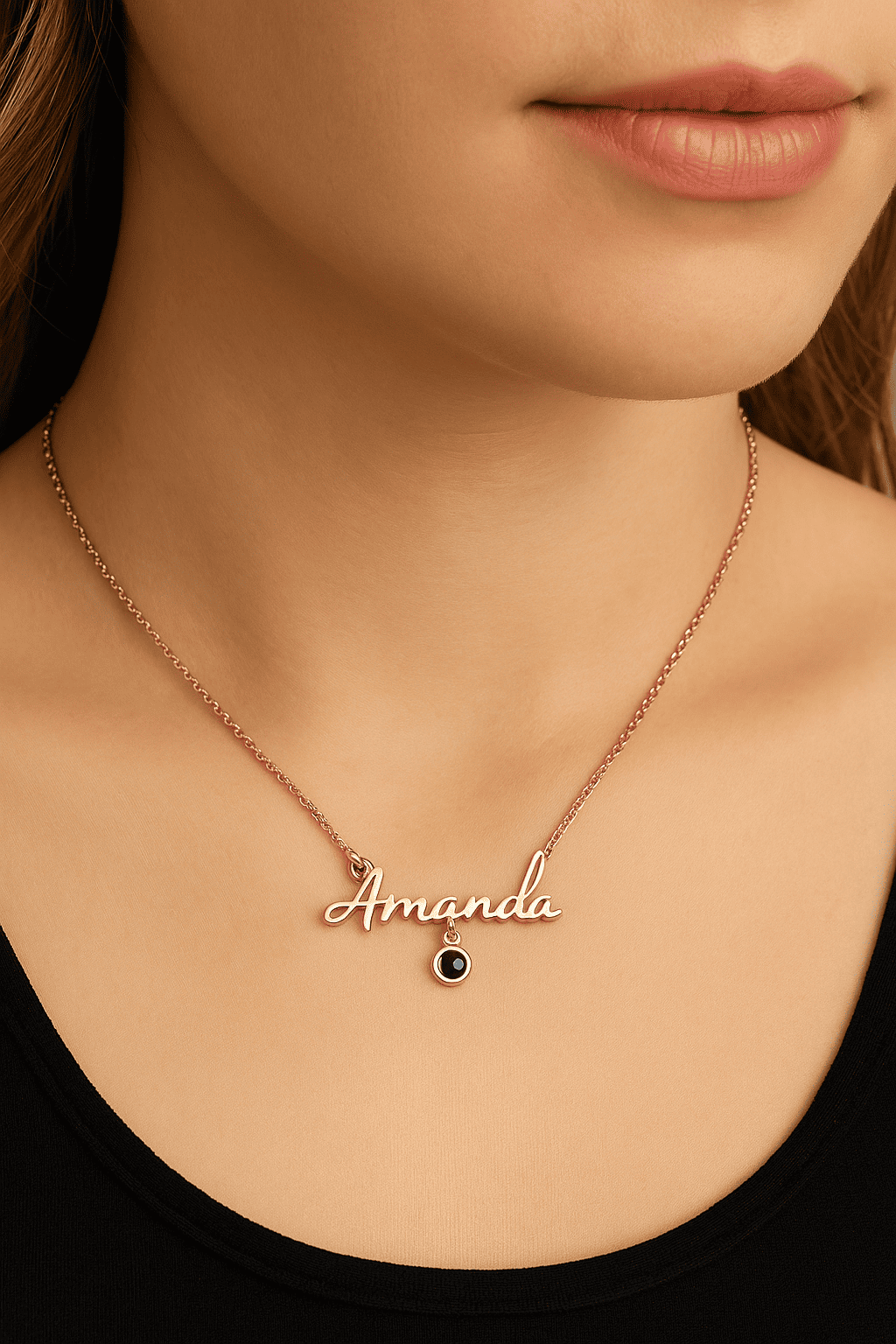 Custom Photo Projection Name Zircon Gem Necklace - Hidden Forever