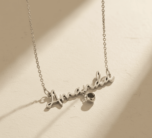 Custom Photo Projection Name Zircon Gem Necklace - Hidden Forever