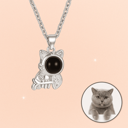 Custom Photo Projection Pet Fish - bone Shape Necklace - Hidden Forever