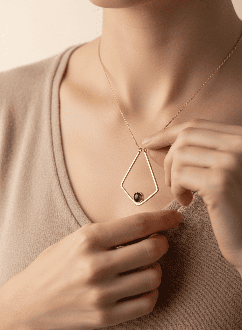 Custom Photo Projection Polygon Pendant Necklace - Hidden Forever