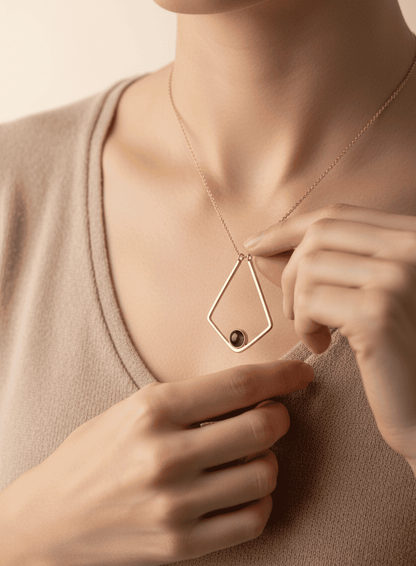 Custom Photo Projection Polygon Pendant Necklace - Hidden Forever