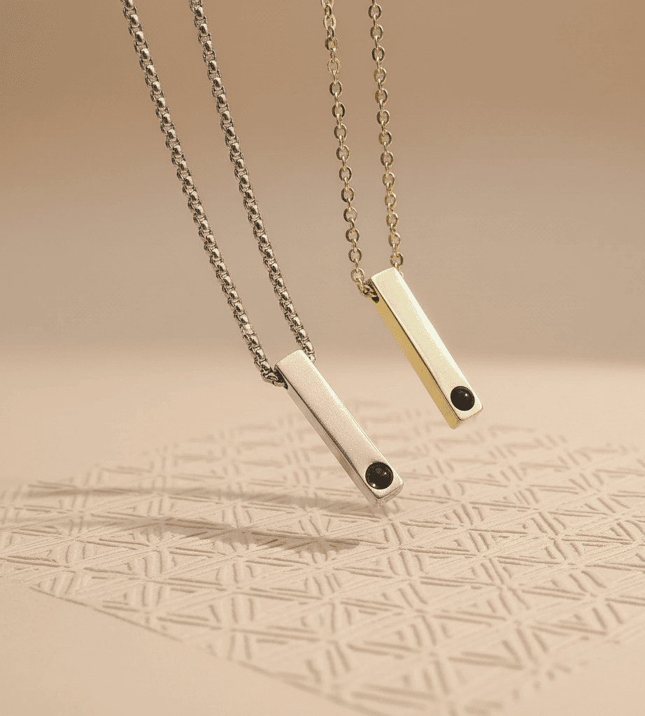 Custom Photo Projection Rectangular Bar Necklace - Hidden Forever