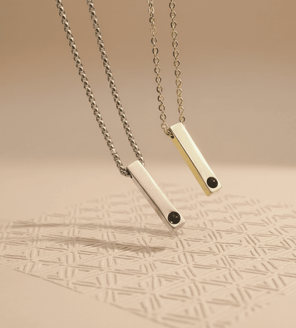 Custom Photo Projection Rectangular Bar Necklace - Hidden Forever