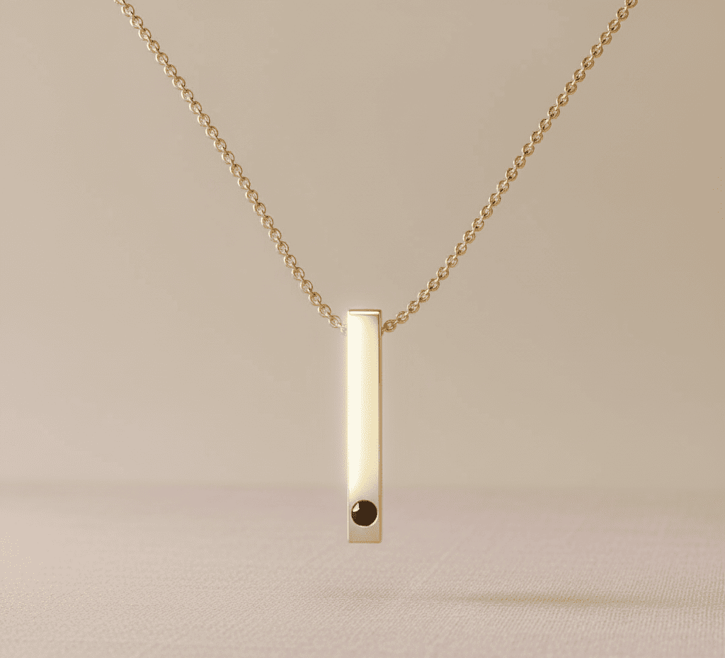 Custom Photo Projection Rectangular Bar Necklace - Hidden Forever