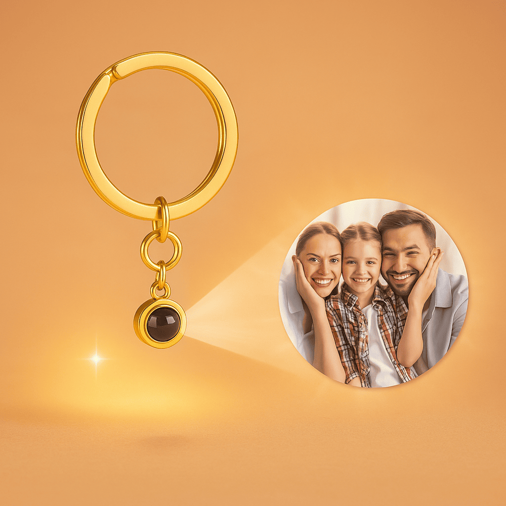 Custom Photo Projection Round Zircon Gem Necklace | Keychain - Hidden Forever