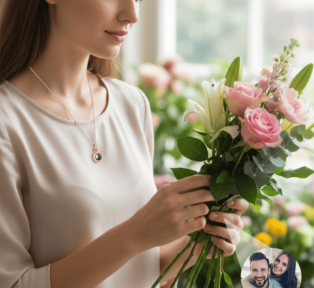 Custom Photo Projection Round Zircon Gem Necklace | Keychain - Hidden Forever