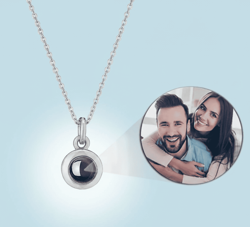 Custom Photo Projection Round Zircon Gem Necklace | Keychain