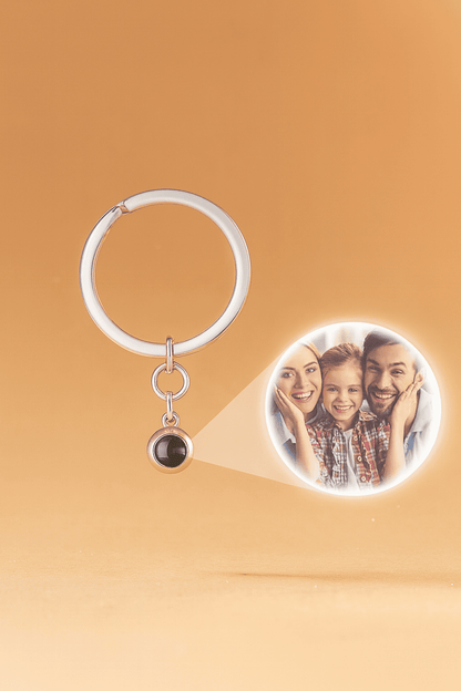 Custom Photo Projection Round Zircon Gem Necklace | Keychain - Hidden Forever