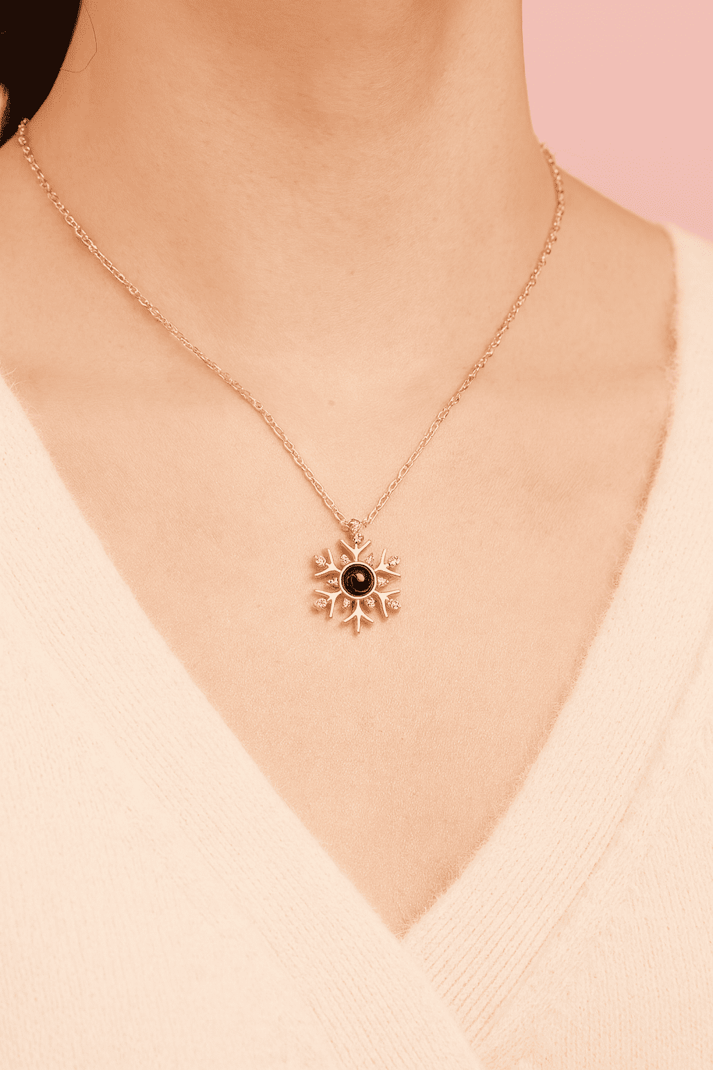 Custom Photo Projection Snowflake Necklace - Hidden Forever
