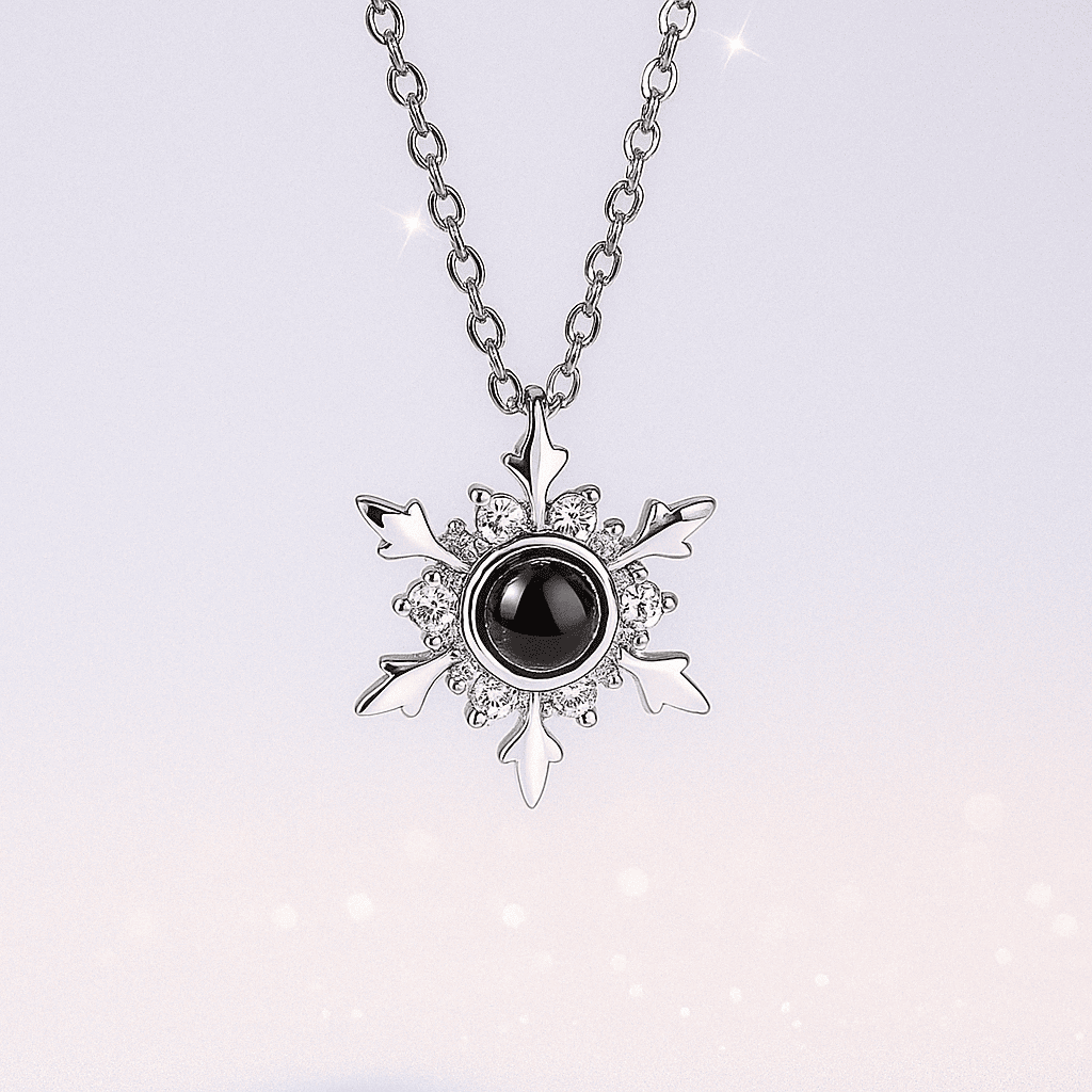 Custom Photo Projection Snowflake Necklace - Hidden Forever