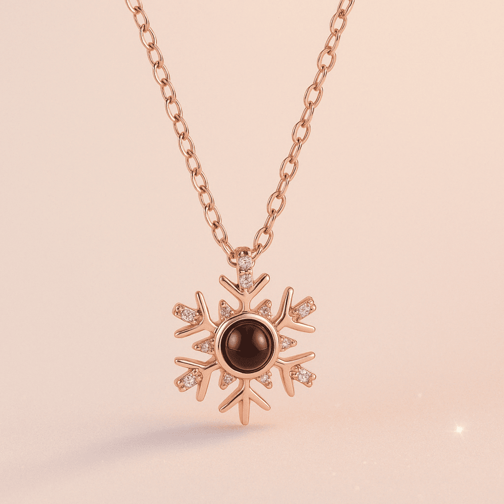 Custom Photo Projection Snowflake Necklace - Hidden Forever
