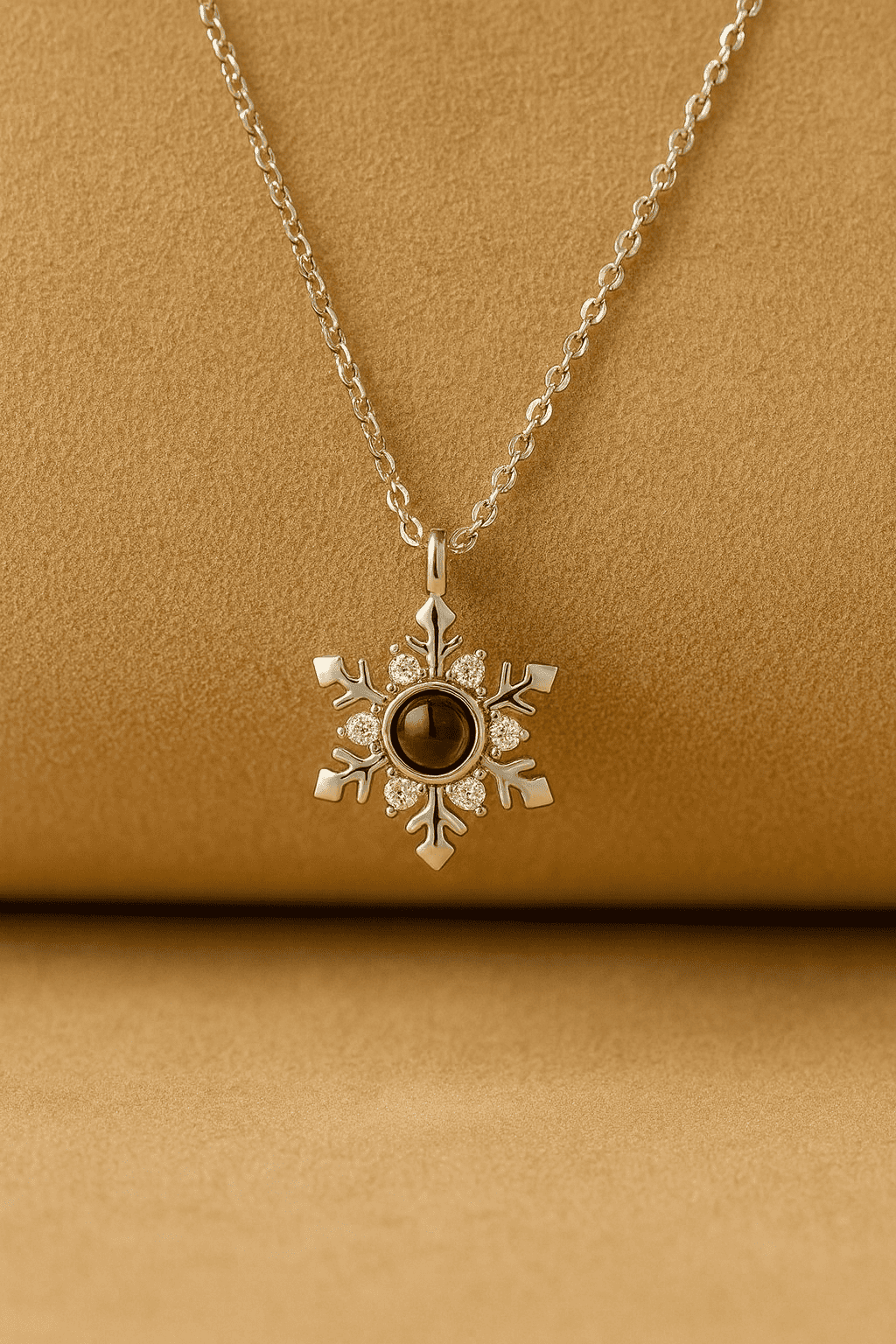Custom Photo Projection Snowflake Pendant Necklace - Hidden Forever