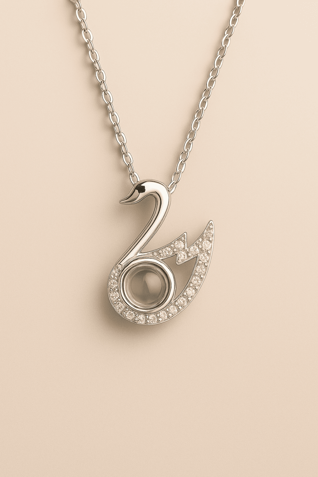 Custom Photo Projection Swan Pendant Necklace - Hidden Forever