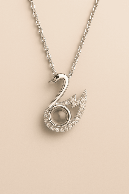 Custom Photo Projection Swan Pendant Necklace - Hidden Forever