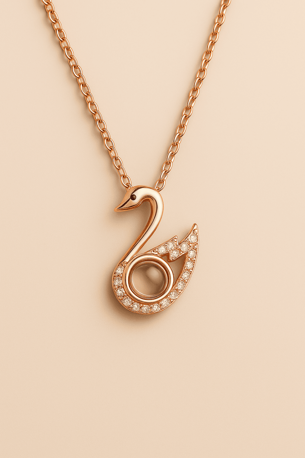 Custom Photo Projection Swan Pendant Necklace - Hidden Forever