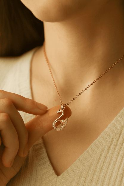 Custom Photo Projection Swan Pendant Necklace - Hidden Forever