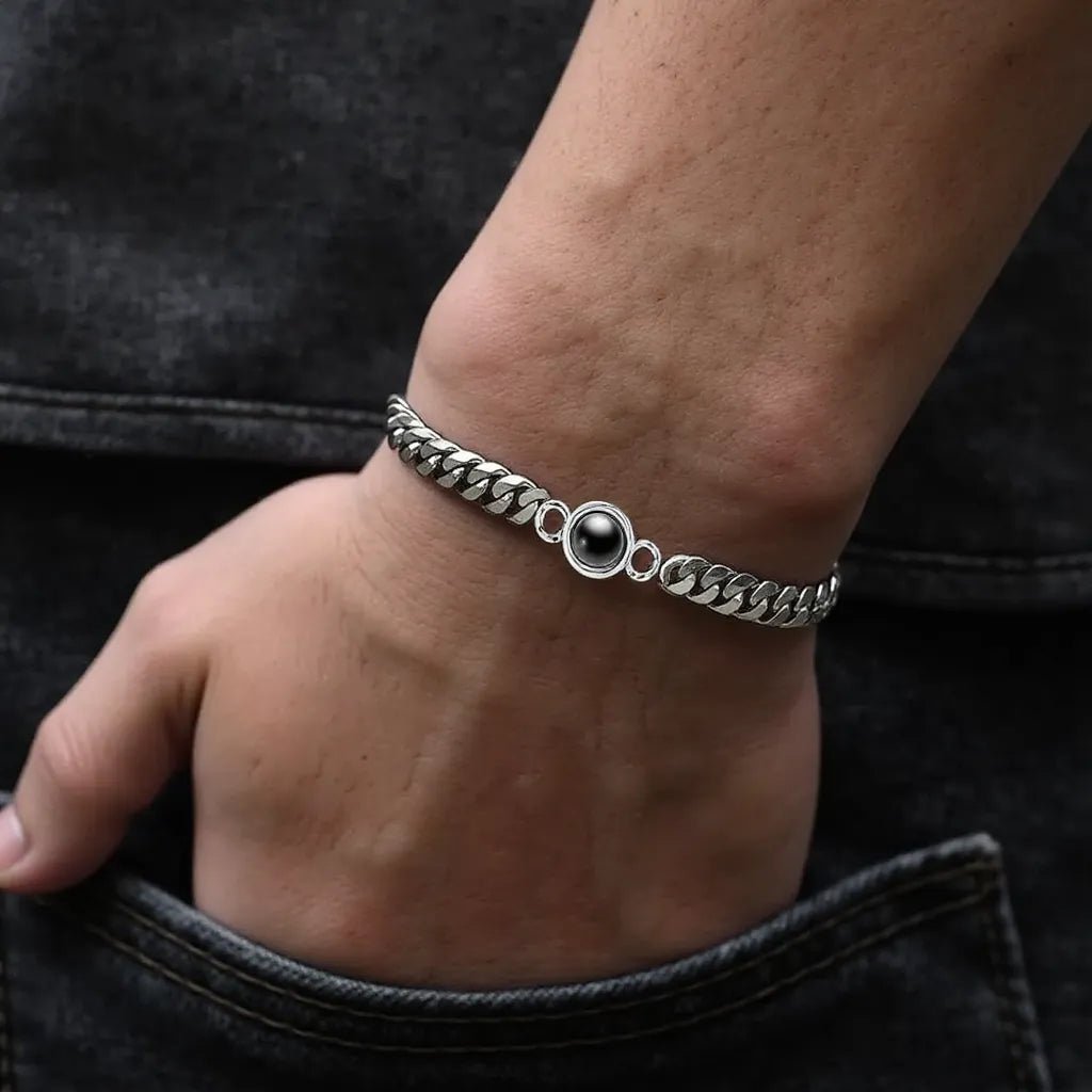 Custom Photo Projection Thick Chain Bracelet - Hidden Forever