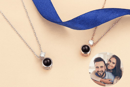 Custom Photo Projection Tiny Diamond Zircon Gem Necklace - Hidden Forever