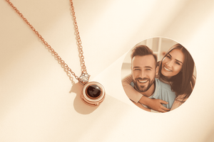 Custom Photo Projection Tiny Diamond Zircon Gem Necklace - Hidden Forever