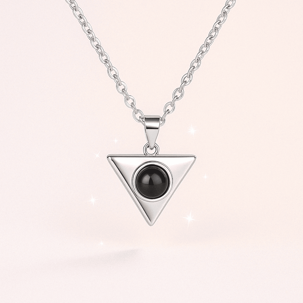 Custom Photo Projection Triangle Necklace - Hidden Forever