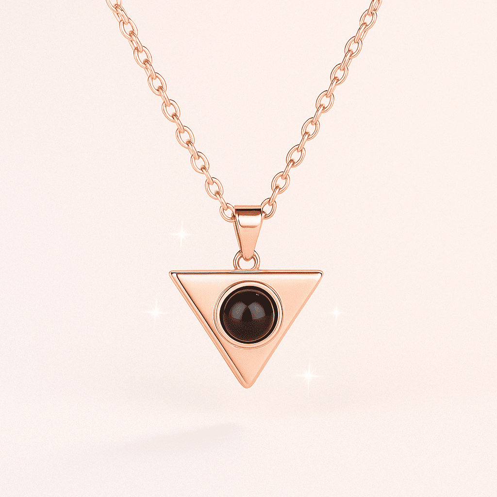 Custom Photo Projection Triangle Necklace - Hidden Forever